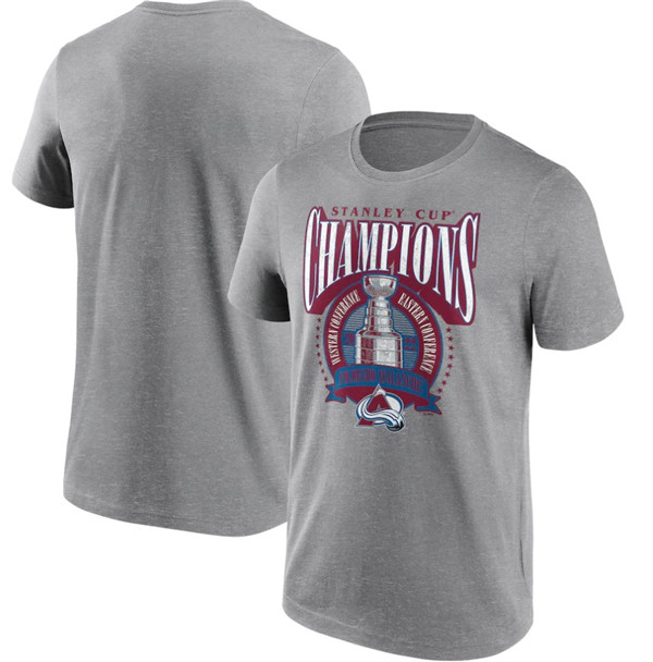 Men's Colorado Avalanche Gray 2022 Stanley Cup Champions Jersey Roster T-Shirt